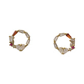 Heart Baguette Cluster Circle Studs